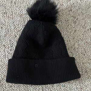 Lululemon Black Knit Beanie with Pom
